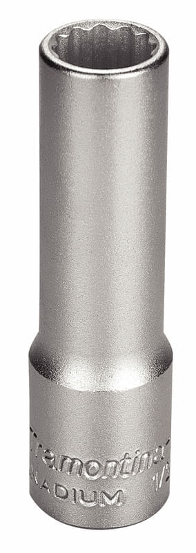Dado Estriado Largo En Acero Cromo Vanadio 12 Mm - Encastre 1/2" Tramontina Pro