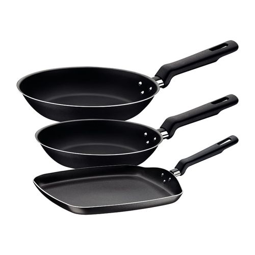 Juego De Sartén y Bifera Tramontina Loreto 3 Piezas Negro En Aluminio Con Revestimiento Interno Y Externo En Antiadherente Starflon Max