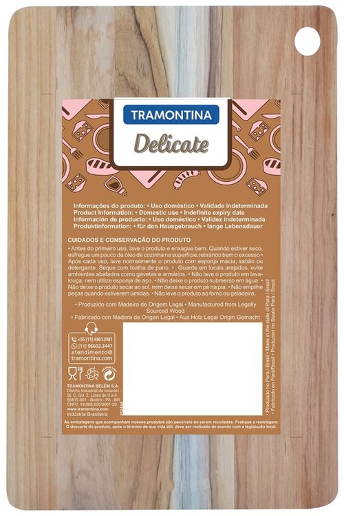 Tabla De Corte Tramontina Rectangular Económica En Madera Teca