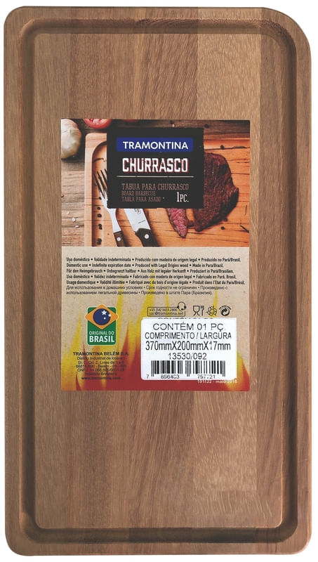 Tabla De Corte Tramontina Rectangular En Madera Con Acabado Natural Lijado