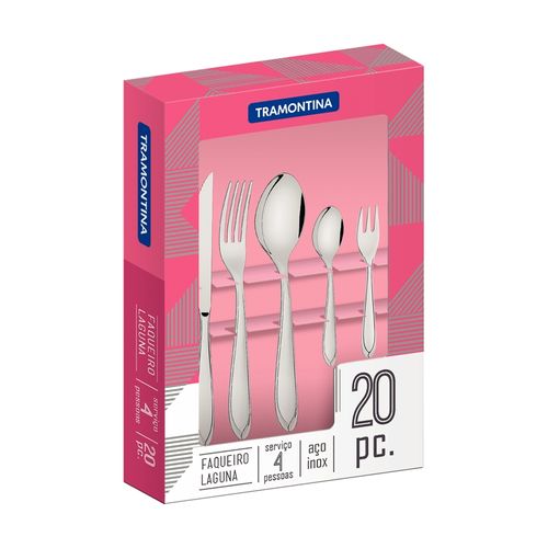Juego de cubiertos de 20 piezas Tramontina Laguna de acero inoxidable con cuchillos para asado