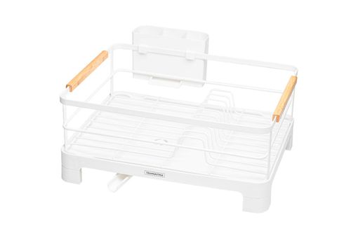 Escurridor de Vajilla Tramontina de Acero al Carbono con Secador y Portacubiertos Blanco