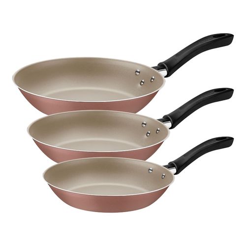 Juego de sartenes Tramontina Turim en Aluminio con Revestimiento Interno y Externo con Antiadherente Starflon Max Mocaccino 3 Piezas