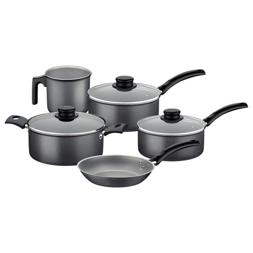 Juego de cacerolas Tramontina Turim en aluminio con revestimiento interno y externo con antiadherente Starflon Max plomo 5 piezas