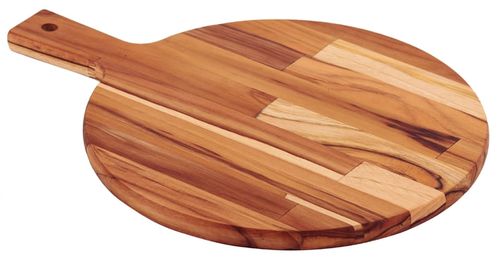 Tabla redonda en madera Teca con mango 40x28 cm