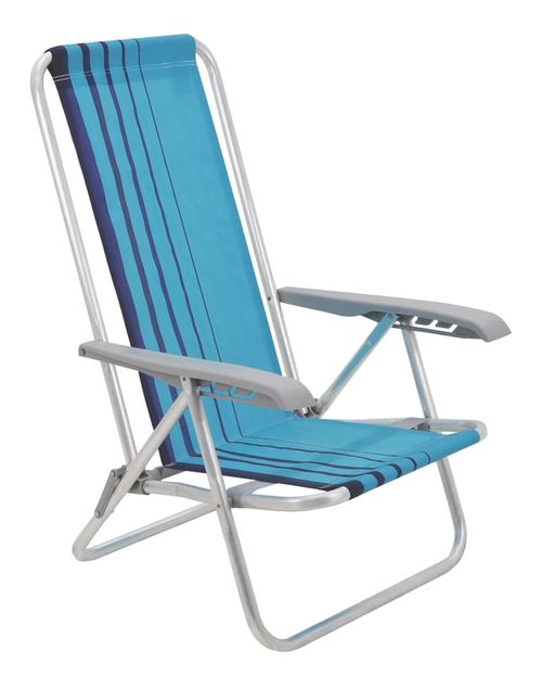 Silla de Playa Reclinable 4 Posiciones Bali Baja en Aluminio con Asiento Celeste