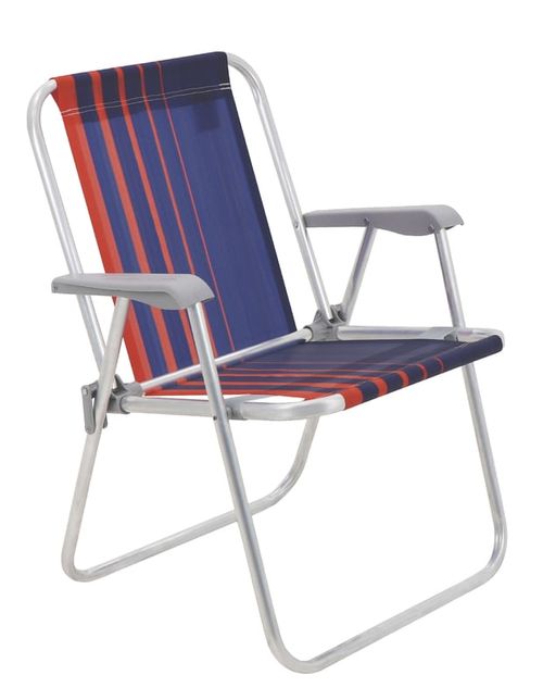 Silla de Playa Samoa Alta en Aluminio con Asiento Azul Oscuro y Naranja