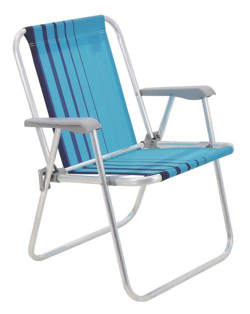 Silla de Playa Samoa Alta en Aluminio con Asiento Azul