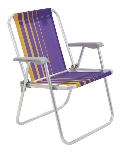 Silla de Playa Samoa Alta en Aluminio con Asiento Morado y Amarillo