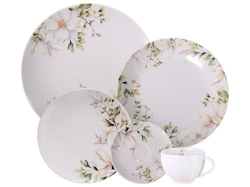 Vajilla Tramontina Magnólia en Porcelana Decorada 20 Piezas