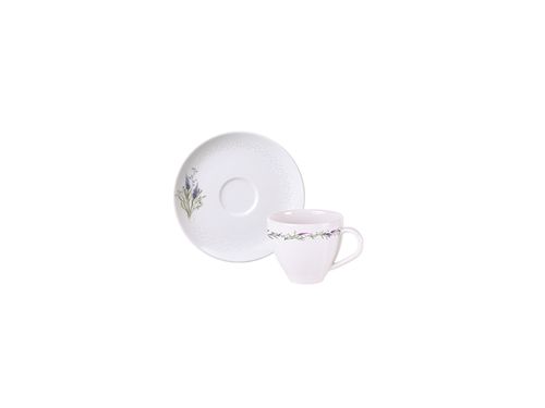 Kit Taza y Platillo de Café Tramontina Lilla en Porcelana Decorada 100 ml 12 Piezas