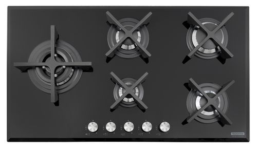 Placas de Cocción de gas Tramontina Design Collection Penta Glass Flat 5 Quemadores de vidrio templado y rejillas de hierro fundido
