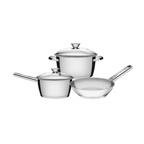 Juego De Ollas Allegra Tramontina De Acero Inoxidable Con Fondo Triple De 3 Piezas