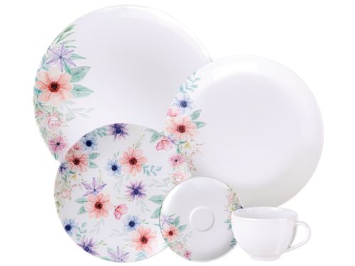 Juego De Porcelana Tramontina Floratta En Porcelana Decorada 20 Piezas
