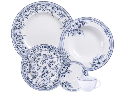 Juego De Porcelana Tramontina Azzura Nix Decorada 30 Piezas