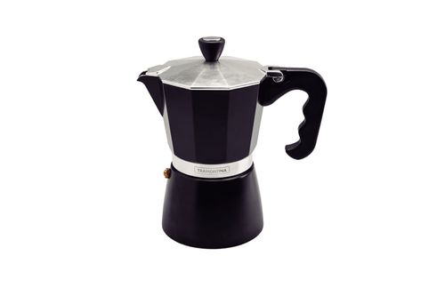 Cafetera Expresso Italiana Tramontina En Aluminio Negro Con Mango En Nylon 320 Ml
