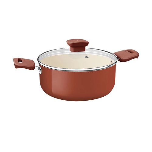 Cacerola Tramontina Veronese en Aluminio Reciclado con Revestimiento Interno Cerámico y Externo Siliconado Arcilla 24 cm 4,8 L