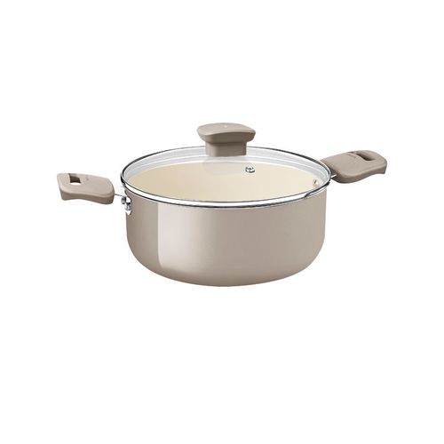 Cacerola Tramontina Veronese en Aluminio Reciclado con Revestimiento Interno Cerámico y Externo Siliconado Beige Mineral 20 cm 2,6 L