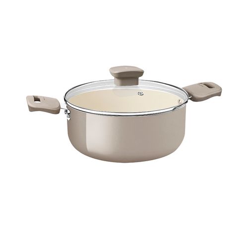 Cacerola Tramontina Veronese en Aluminio Reciclado con Revestimiento Interno Cerámico y Externo Siliconado Beige Mineral 22 cm 3,6 L