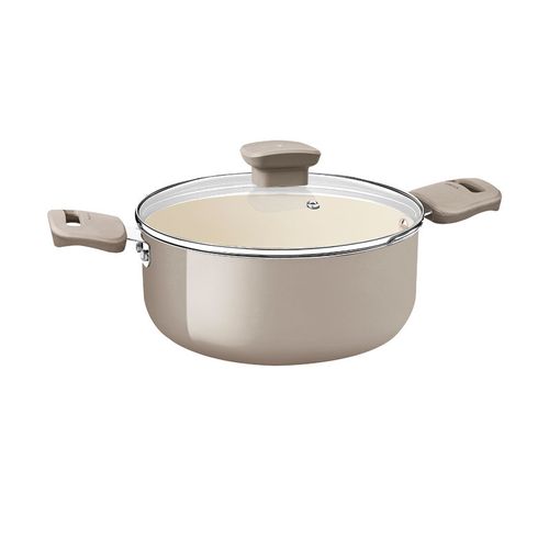 Cacerola Tramontina Veronese en Aluminio Reciclado con Revestimiento Interno Cerámico y Externo Siliconado Beige Mineral 24 cm 4,8 L