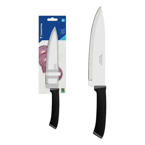 Cuchillo Chef Tramontina Felice con Lámina de Acero Inoxidable y Mango de Polipropileno Negro 8"