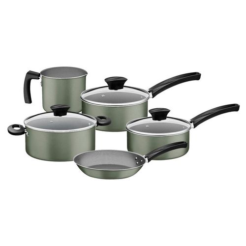 Juego de Ollas de Cocina Tramontina Michigan en Aluminio con Revestimiento Interno y Externo Antiadherente Starflon Max Verde Oliva 5 Piezas
