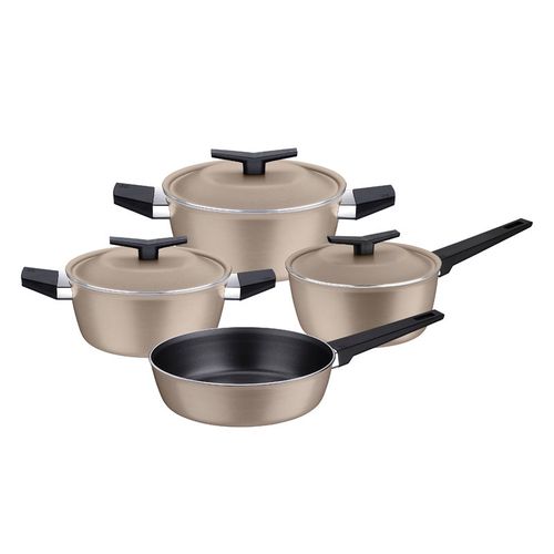 Juego de Ollas Cocina Tramontina Spezia Induction en Aluminio con Revestimiento Interno y Externo en Antiadherente Starflon Excellent Arena 4 Piezas