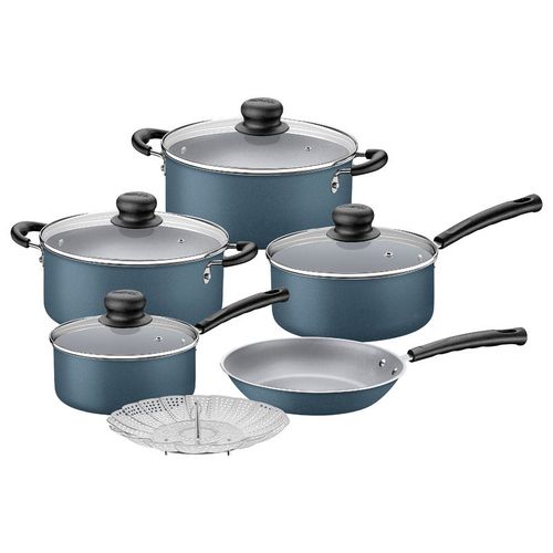 Juego de Ollas de cocina Tramontina Versalhes en aluminio con revestimiento interno y externo con antiadherente Starflon Max Azul 6 piezas