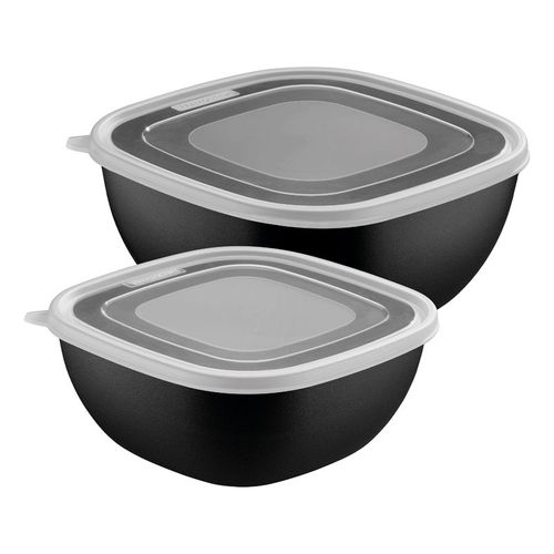 Juego de Potes Tramontina MixColor en Polipropileno Negro con Tapa Transparente 2 Piezas