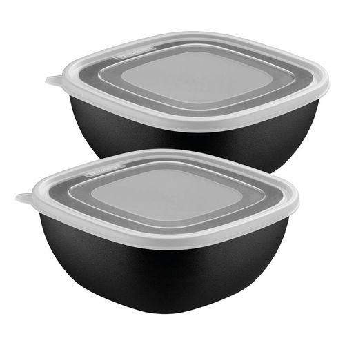 Juego de Potes Tramontina MixColor en Polipropileno Negro con Tapa Transparente 2L 2 Piezas