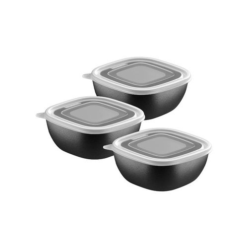 Juego de Potes Tramontina MixColor en Polipropileno Negro con Tapa Transparente 600 ml 3 Piezas