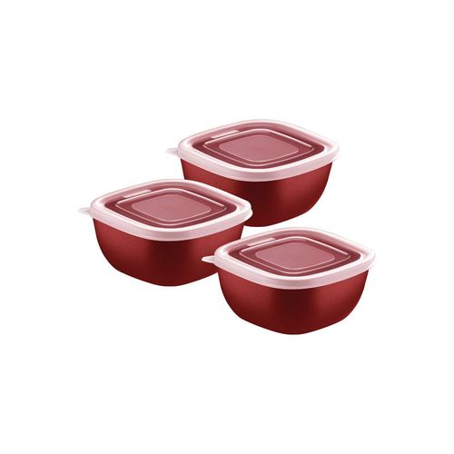 Juego de Potes Tramontina MixColor en Polipropileno Rojo con Tapa Transparente 300 ml 3 Piezas