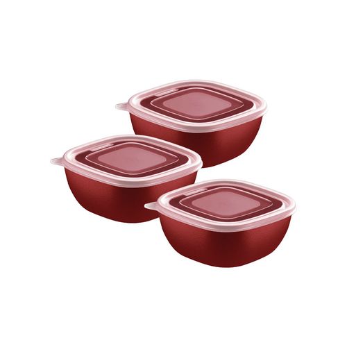Juego de Potes Tramontina MixColor en Polipropileno Rojo con Tapa Transparente 600 ml 3 Piezas