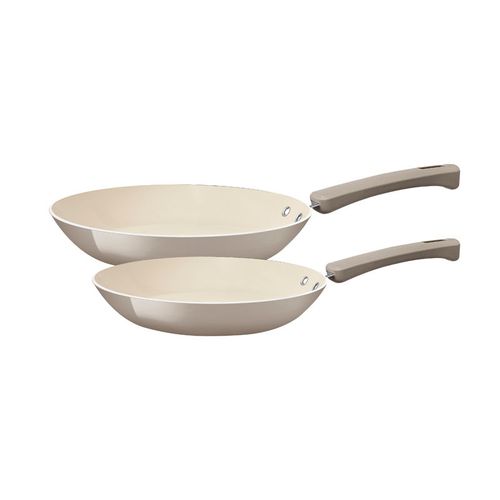 Juego de sartenes Tramontina Veronese en Aluminio Reciclado con Revestimiento Interno Cerámico y Externo Siliconado Beige 2 piezas