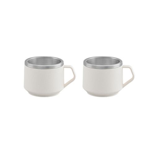 Juego de Tazas para Café Tramontina Apilables de Acero Inoxidable con Revestimiento de ABS Blanco 2 Piezas 80 ml