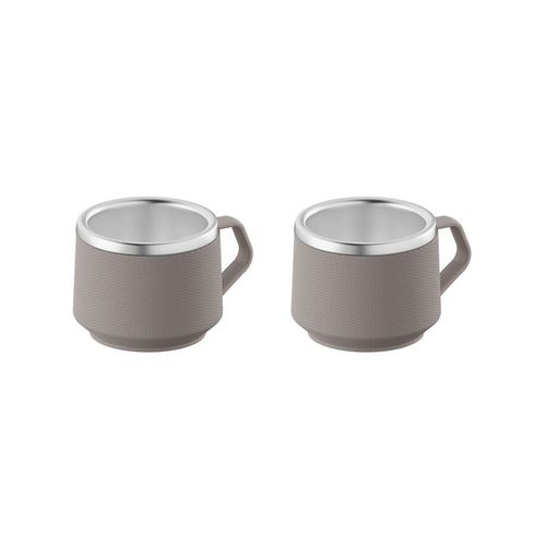 Juego de Tazas para Café Tramontina Apilables de Acero Inoxidable con Revestimiento de ABS Gris 2 Piezas 80 ml