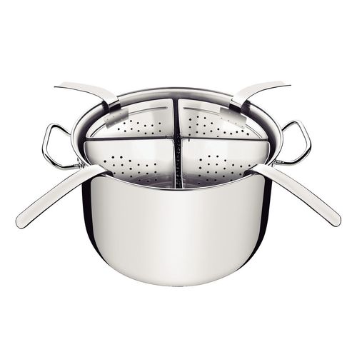 Cacerola Coxi Pasta 4 Divisiones Tramontina Professional De Acero Inoxidable 30 Cm 14 L