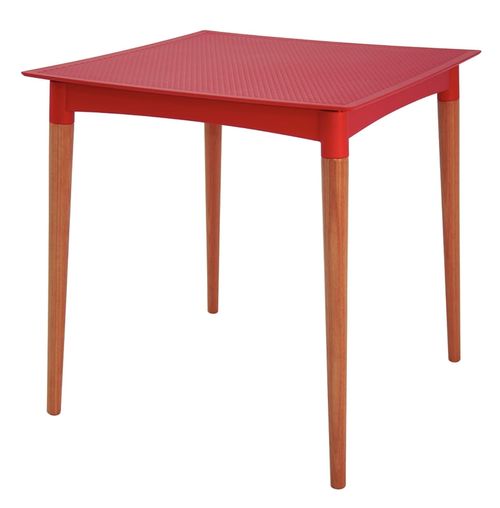 Mesa Tramontina Laura Rattan En Polipropileno Rojo Con Patas De Madera